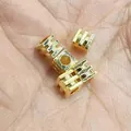 Cuentas espaciadoras cuadradas de tres líneas bañadas en oro de 18K para joyas DIY. - Espaciador de Tres Líneas / Chapado en Oro de 18K