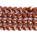 Metallic bronze heart-shaped hematite beads for DIY jewelry making and bracelets. - Bronze