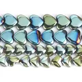 High-quality iridescent heart-shaped electroplated hematite stone beads for DIY jewelry making - Light Green