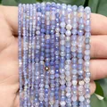 High-quality faceted blue and white dragon vein agate round beads for DIY jewelry making - Light Blue