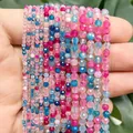 Faceted dragon vein agate beads in pink and blue colors for DIY jewelry making 2-4mm - Rose Red Blue Multi