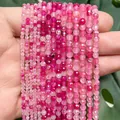 Faceted magenta dragon vein agate round beads for DIY jewelry making accessories - Rose Red