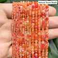 Faceted colorful dragon vein agate round beads for DIY handmade jewelry making - Orange Red