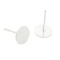 Macro detail of S925 sterling silver flat round stud earring posts for DIY pearl jewelry - 4mm / Silver Plated Copper