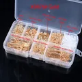 Comprehensive gold-plated earring findings kit with hooks, studs, and needles in a storage box - Earring Accessory Kit (X9R76) / Gold