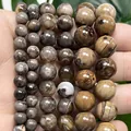 Tiger skin dragon vein fire agate round beads for DIY jewelry making in 6mm 8mm 10mm - Grey Brown Tiger Skin Fire Agate