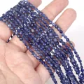 Macro view of 4mm faceted natural stone rondelle beads for jewelry making strands - 1 Strand Approx 98 Beads (4mm) / Blue Vein Stone