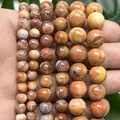 Tiger-skin pattern fire agate round beads for DIY jewelry making - Orange Tiger Fire Agate