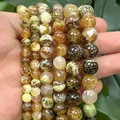 Natural dragon vein fire agate round beads strands for DIY jewelry making accessories - Amber Dragon Vein Fire Agate