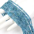 Macro detail of 4mm faceted blue natural stone rondelle beads for DIY jewelry making - 1 Strand Approx 98 Beads (4mm) / Apatite