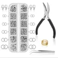 Comprehensive jewelry making kit with pliers, tweezers, lobster clasps and jump rings. - Complete Set with Pliers / Silver - Tool & Finding Set