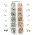 Scatola 12 griglie trasparente con anellini e chiusure a moschettone per gioielli DIY - Combo Chiusura a Moschettone e Anello (Griglia)
