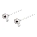 Close-up detail of silver ball stud earring pins with hanging loops for DIY jewelry crafting. - Ball Head with Loop / 10 Pieces/Pack (3mm) / Silver