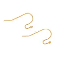 Detail view of golden French earring hooks with beads for handmade DIY jewelry. - 1 Piece / 18K Gold Plated (Color Retention)