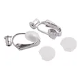 DIY silver earring converters for non-pierced ears with soft silicone comfort pads - Flat Style / 1 Piece / White Gold