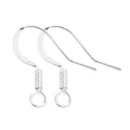 Silver-tone metal earring hooks with spring coil and loop for jewelry DIY - Style 4 / White Gold Plated Copper