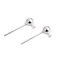 Macro detail of silver-plated ball stud earring components with loops for DIY jewelry making projects - Ball Head with Loop / 10 Pieces/Pack (5mm) / Silver