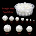 Detail showing white ABS imitation pearls available in multiple sizes from 3mm to 20mm - 4mm / 100 Pieces/Pack / Off White