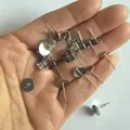 Silver plated flat pad earring posts components for DIY handmade jewelry making accessories - 4mm / White Gold Plated Copper
