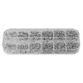 Detailed view showing various sizes of silver open jump rings in a storage box - Basic Grid Accessory Set