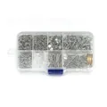Detail view of DIY jewelry accessory set with ear hooks and jump rings in a storage box - S379 Accessory Set (Grid Basic)
