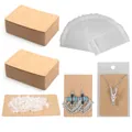 Set of 6x9cm kraft paper jewelry cards with clear bags and silicone earring backs - 50 Cards and 50 Bags (Hole) and 100 Backs / 50 Pieces / Kraft Paper Color