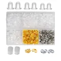 Assorted silicone and metal earring backs set with 6-compartment clear plastic organizer box - Rectangular Grid Earring Back Case