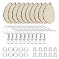 Σετ DIY με ξύλινα δάκρυα, γάντζους σκουλαρικιών, κρίκους και κουμπώματα σιλικόνης - Σετ 10 Τεμαχίων Ξύλου σε Σχήμα Δάκρυ / Σετ 10 Τεμαχίων