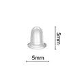 Clear transparent silicone earring back stopper showing 5mm by 5mm dimensions info - 5mm Earring Back / 1 Piece