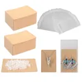 Set of kraft paper jewelry display cards with clear bags and backs for earrings and necklaces - 50 Cards and 50 Bags (No Hole) and 100 Backs / 50 Pieces / Kraft Paper Color