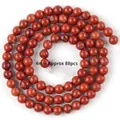 Detail view of 4mm natural red jasper beads strand for jewelry making approx 88pcs - Red Stone Round Bead / 4mm / Red Jasper