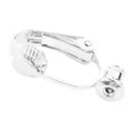 Close-up detail of a silver French ear clip converter for DIY handmade jewelry making. - Flat French Ear Clip Converter / 1 Piece / Silver Plated Copper