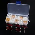 Detail view of DIY earring making kit with gold and silver studs in organizer box - Earring Stud Accessory Kit (X9R74)