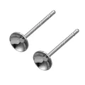 S925 Sterling Silber Ohrstecker mit Perlenbecher-Basis für die DIY-Schmuckherstellung - 5mm Schalentablett Weißgold Plattiertes Kupfer (Ohne Mittelstift)
