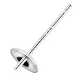 Ohrring-Stiftbasis in Silberoptik für Perlen-DIY-Schmuckherstellungsprojekte - 4mm Schalentablett Versilbertes Kupfer (Mit Mittelstift)
