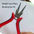 Detail of red needle-nose pliers for DIY jewelry making and bending eye pins - Long Needle Nose Pliers