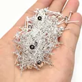 Großpackung versilberte DIY-Ohrstecker mit Perlschalen für die Schmuckherstellung - 4mm Flaches Kreuzschalentablett Versilbertes Kupfer (Mit Mittelstift)