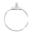 Professional round silver metal hoop earring findings for DIY handmade jewelry making crafts - Hanger Hoop / 1 Piece (25mm) / White K/Silver