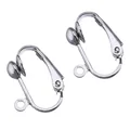 Macro detail view of silver French style DIY ear clip converters for handmade earrings - Ear Clip Converter / 1 Piece / White Gold Plated Copper