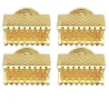 Set of four golden metal ribbon crimp ends for DIY jewelry necklace connector set - 10mm (1 Piece) / KC Gold