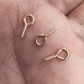 Small gold metal eye pins screw hooks for DIY jewelry making handicraft accessories - 8x4mm / KC Gold