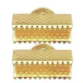 Golden metal textured cord end crimps for DIY jewelry making and necklace tail connection - 13mm (1 Piece) / KC Gold