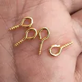 Gold-plated metal screw eye pins for DIY jewelry making and small craft projects - 8x4mm / Gold
