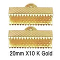 Gold plated 20mm ribbon ends crimp buckles for DIY necklace and bracelet making - 20mm (1 Piece/Pack) / KC Gold