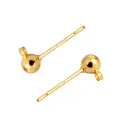 18K gold plated S925 sterling silver stud earring posts with loop for DIY jewelry - Ball Head with Loop / 10 Pieces/Pack (5mm) / 18K Gold