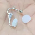 Silver-toned metal DIY clip-on earring converter with translucent soft silicone pads - Silicone Gasket / 1 Piece / Clear