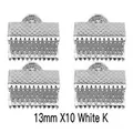13mm White K silver tone metal crimp end connectors for DIY jewelry making, 10 pieces - 13mm (1 Piece) / White Gold