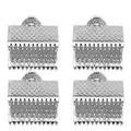 Set of four silver textured metal ribbon crimp ends for DIY handmade jewelry making - 16mm (1 Piece) / White Gold