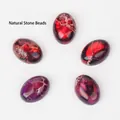 Détail de cabochons ovales 10x14mm en turquoise impériale pour la bijouterie DIY - 2 Pièces/Pack (10x14mm) / Turquoise Impériale Rouge Pourpre