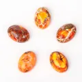 Détail de cabochons ovales en jaspe impérial avec des motifs de pierre naturelle - 2 Pièces/Pack (10x14mm) / Turquoise Impériale Orange